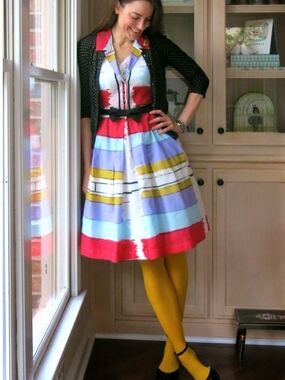 Anthropologie Floreat Chromatic Canvas Dress Sz 12 (Fits like 6/8 - See Measure
